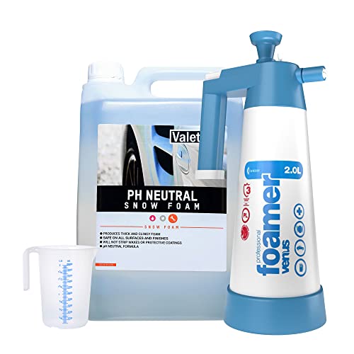 ValetPRO ph Neutral Snow foam 5 Liter + Kwazar Super Foamer 2 Liter + detailmate Messbecher 250 ml